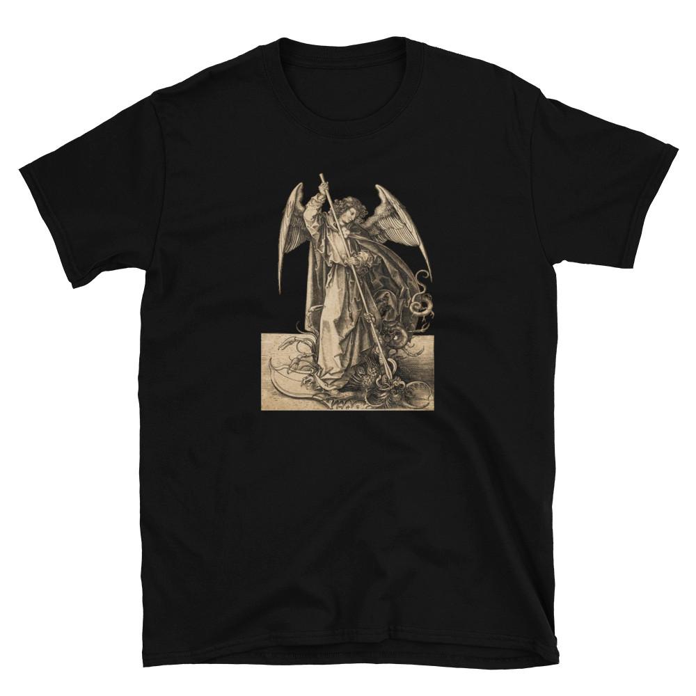 St Michael the Archangel Slaying the Devil Vintage Engraving Art TShirt Unisex T-Shirt