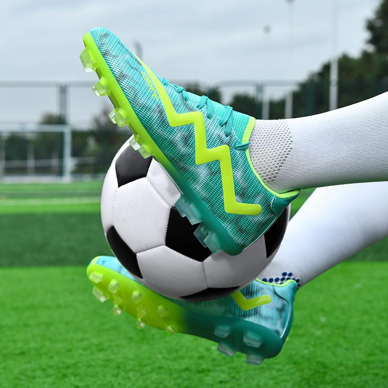 32-45 Football Shoes Men's High-top Football Boots Large Size Long Nails Leather Boys Soccer Shoes
