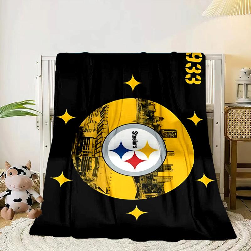 Pittsburgh Steelers Logo Art Portable Blanket/Soft Blanket Bedding Blanket Suitable for Travel Camping Living Rooms Offices Sofas Fan Gifts