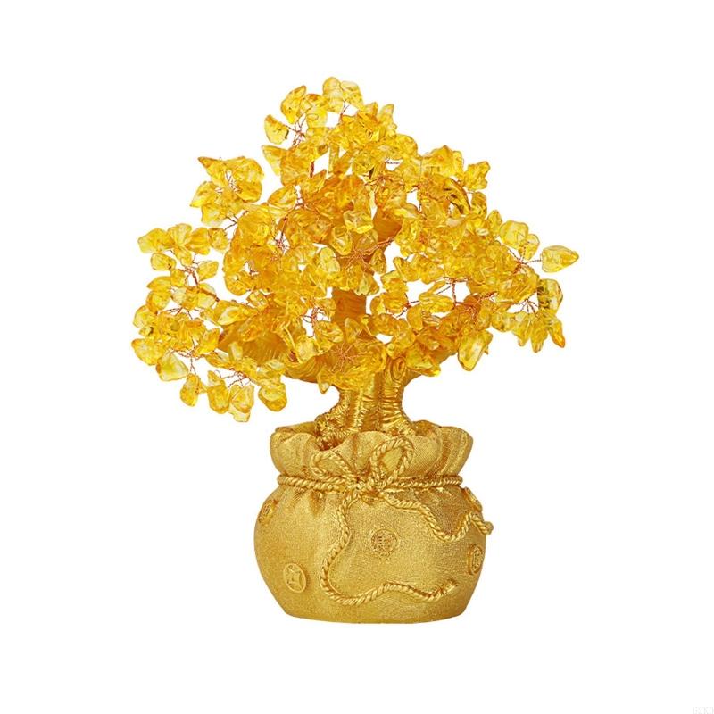 62KD Žlutý Křišťálový Strom Štěstí Stolní Ozdoba Čínské Feng Shui Strom Peněz pro Kreativní Dekoraci Stromu Štěstí pro Domov Of
