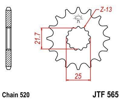 JT F565-13 SC front sprocket, 13T, size 520