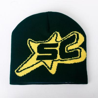 Chapéu de malha jacquard com estrela de cinco pontas SC novo para outono e inverno, moda de rua para homens e mulheres, frio, hip-hop, chapéu de tricô