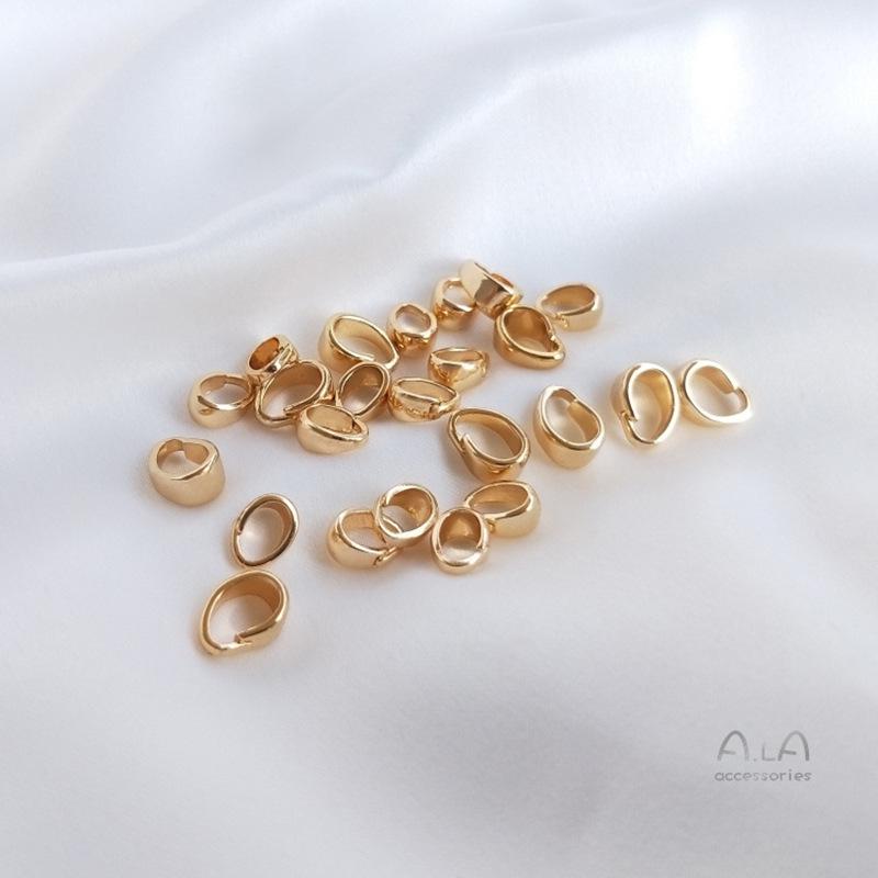 14k Gold-Plated Copper Melon Seed Buckle Jewelry Accessories - Alloy Open Pendant/Necklace Beads