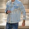 Chaqueta vaquera ajustada con agujeros sólidos para hombre, ropa de calle de otoño, abrigo informal de alta calidad, talla grande