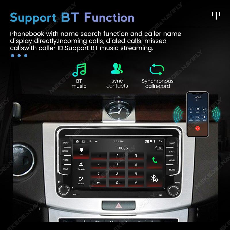 Navifly 2 Din Android Auto Carplay Car Stereo GPS Player For VW Volkswagen Skoda Octavia Golf 5 6 Touran Passat B6 Polo Jetta BT