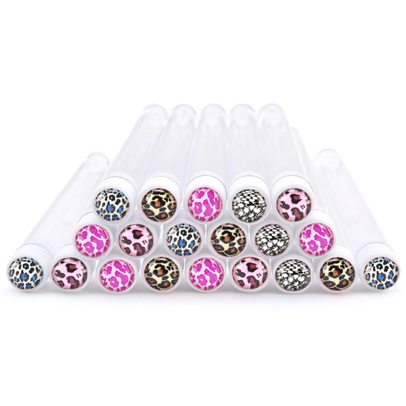 NEW Leopard Style Reusable Eyebrow Brush Tube Eyelash Extension Applicator Disposable Mascara Wand Diamond Eyelash Brush Tube