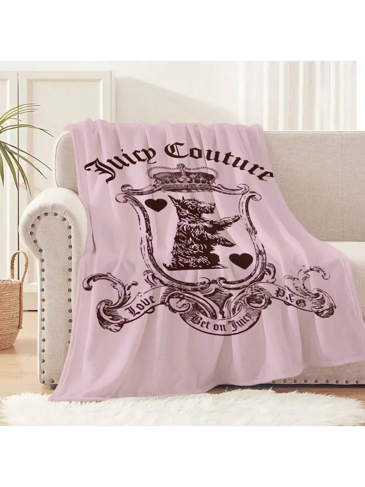 Модная  J-Juicy C-Couture Плед Мягкий Удобный Для Сна Плюшевый Подходящий Гостиная Офис Спальня День Рождения Дом Подарок 150X180CM серый