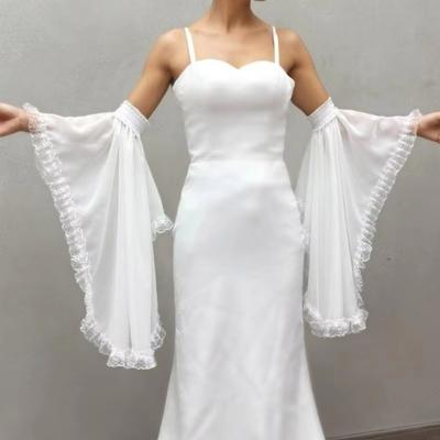 Thin Long Tulle Sleeves Breathable Sheer Bridal Gloves Elegant Detachable Sleeves  Wedding Party