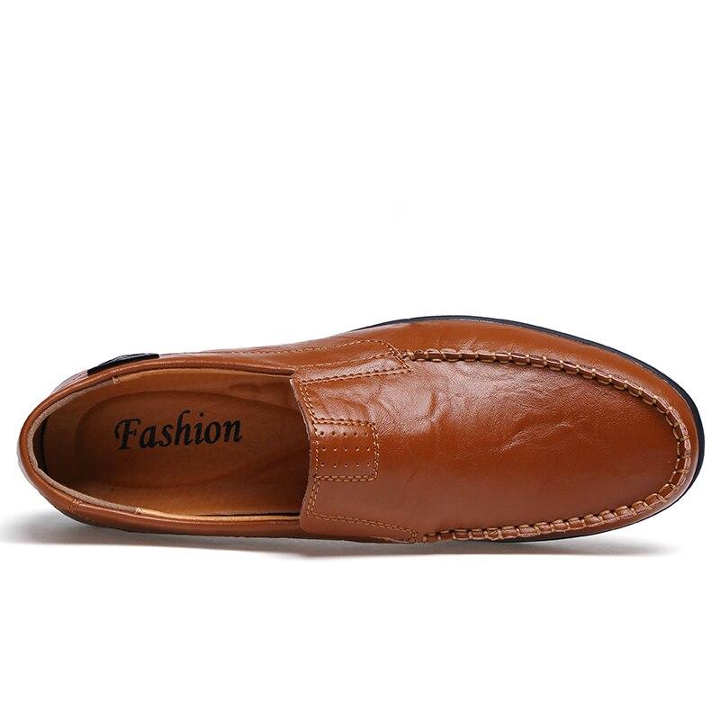 Genuine Leather Men Casual Shoes Luxury Mens Loafers Moccasins Breathable Slip On Black Driving Shoes Plus Size 37-47