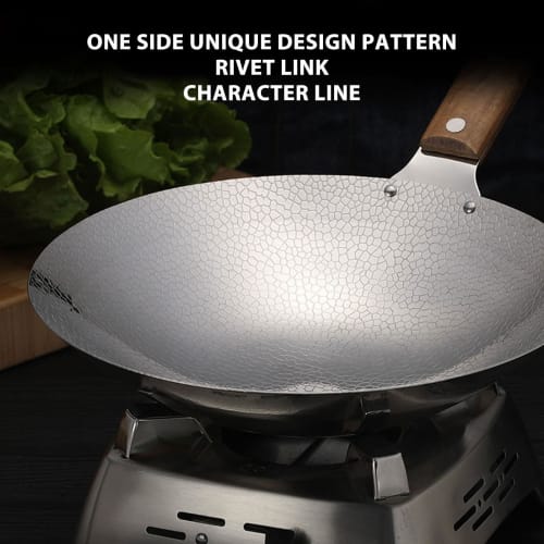Stainless steel wok, non-stick wok pan, induction-based frying pan, frying pan with wooden handle, non-induction wooden handle, flat base pan for elec