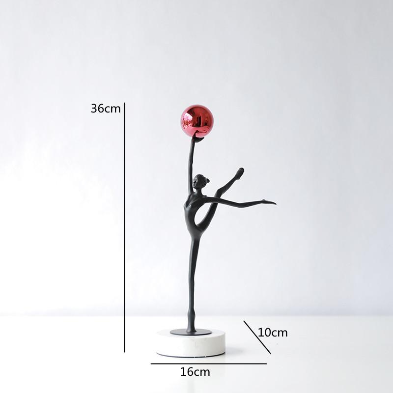 Black Cast Iron Man Holding Golden Ball, Abstract Art Dancing Girl Figure Sculpture, Metal Crafts, Interior Decoration Ornaments
