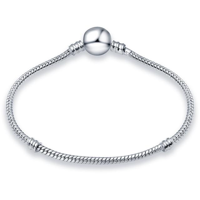 

6,69-8,26 дюйма, серебряное покрытие, модная круглая бусина «Любовь», браслет-цепочка в виде змеи, подходит для оригинальных подвесок «сделай сам», из бисера, для изготовления ювелирных изделий 21cm