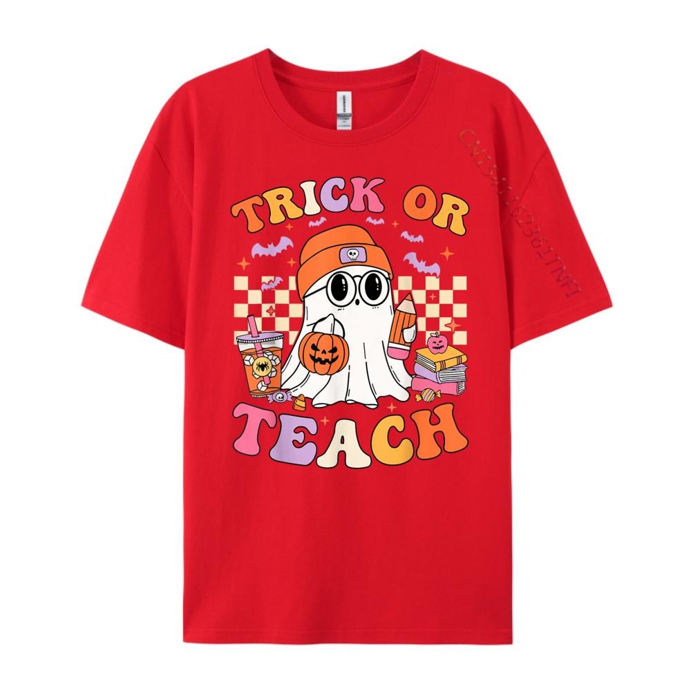 

Trick Or Teach Cream T Shirt Custom T Shirt Graphic Fashion T Shirt Unisex Printed TShirt Unisexs Clothing S