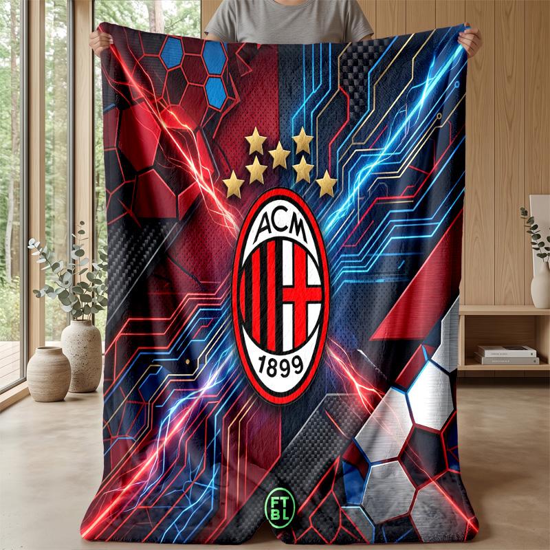 Couverture sur le thème de l'AC Milan Couverture douce en flanelle Couverture jetée en peluche Couverture douillette pour canapé et lit pour la décoration de la maison