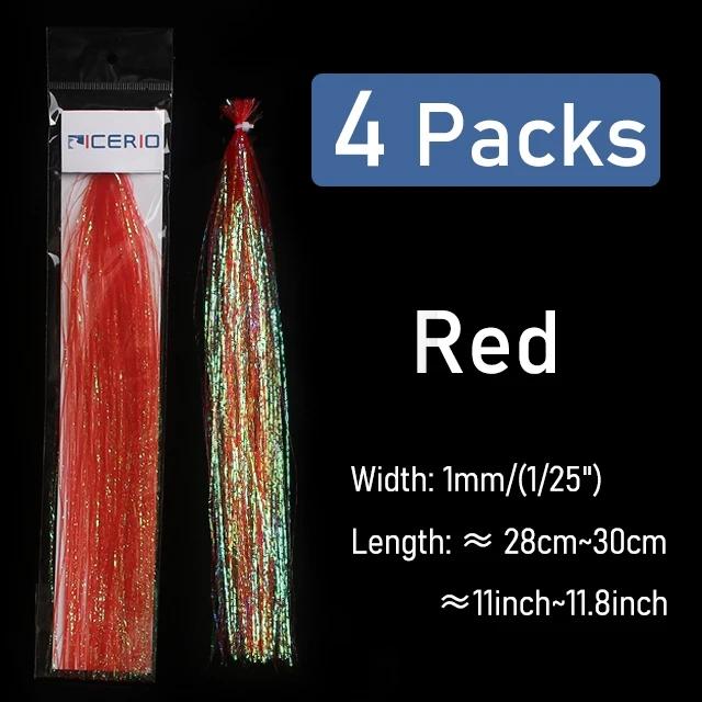 4packs Pearl Flash Tinsel Mylar Flashabou Tinsel Nymphs Streamer Saltwater Fishing Fly Tying Material Fishing Accessories