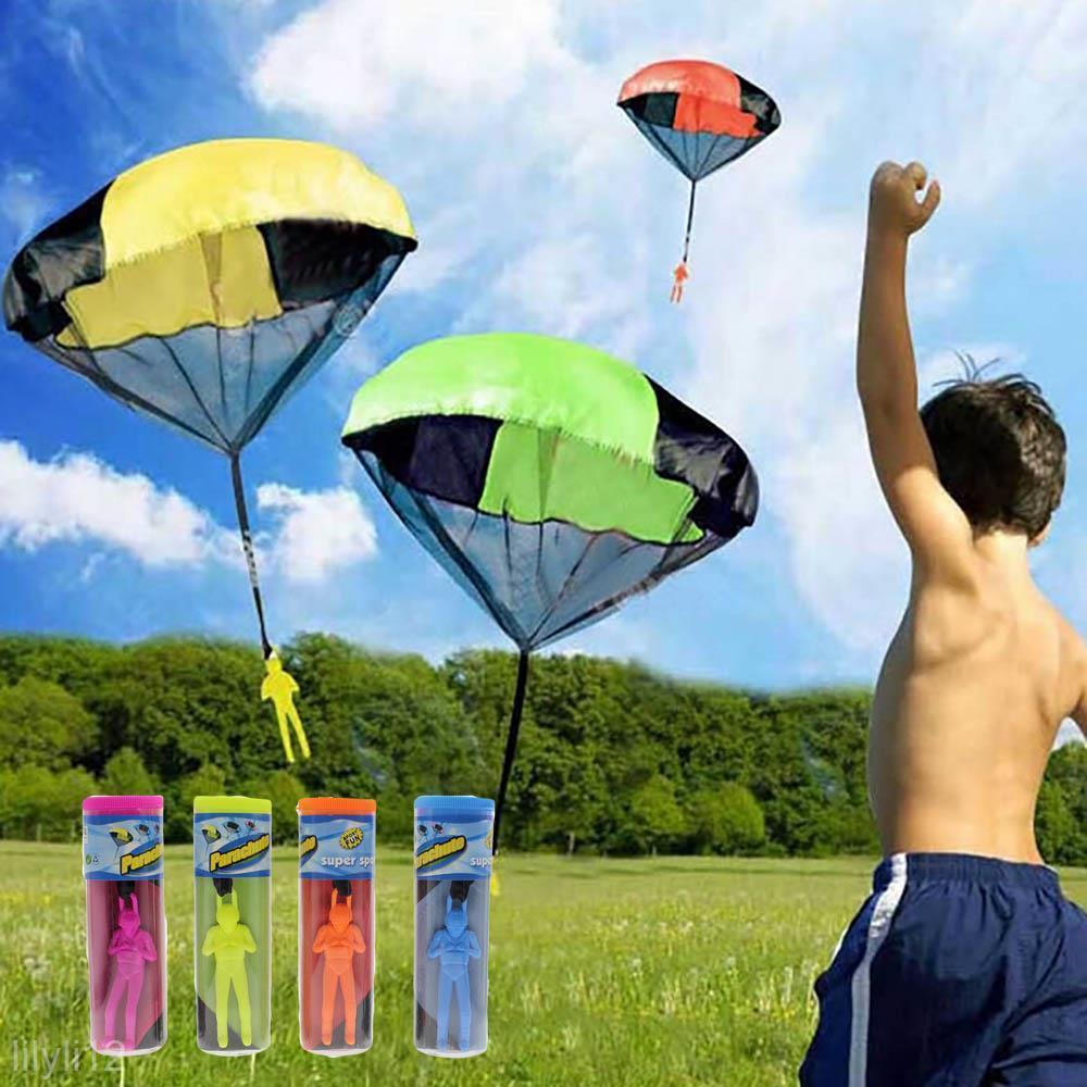 2x Toy Hand Throwing Parachute Kite Toy, Fluorescent Dreen + Blue