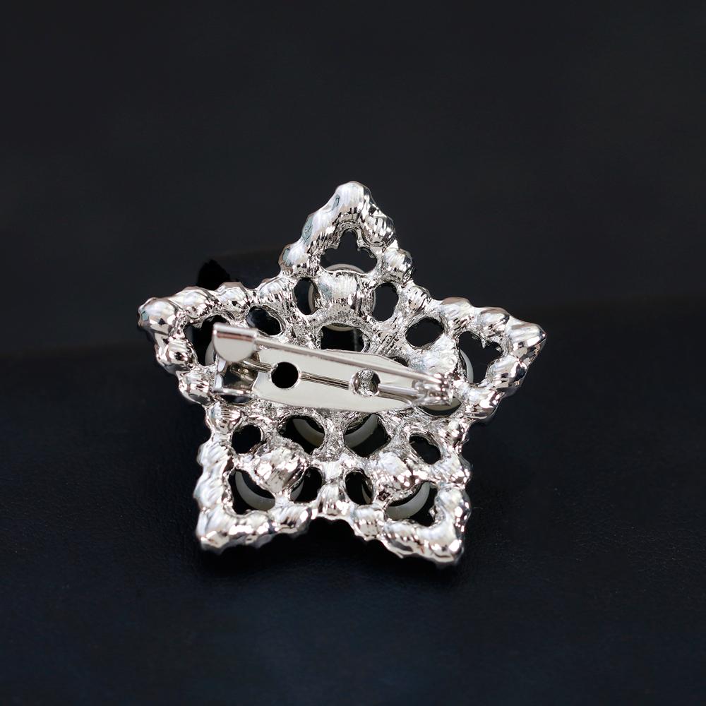 Mini Elegant Star Shape Brooch Alloy Pin Simple Pearl Rhinestone Brooch Valentine's Day Gifts