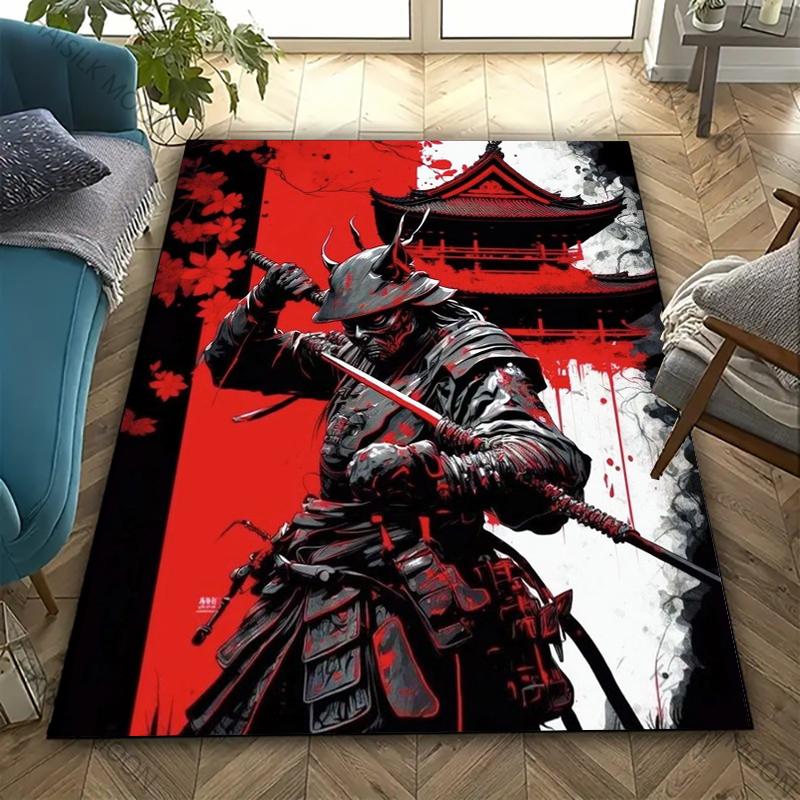 Bushido Spirit Slavnostní Samurajské Vzory Koberec Ložnice Obývací Pokoj Kancelář Velká Protiskluzová Podložka Domácí Dekorace Koberec Pěkný Dárek pro Přátele