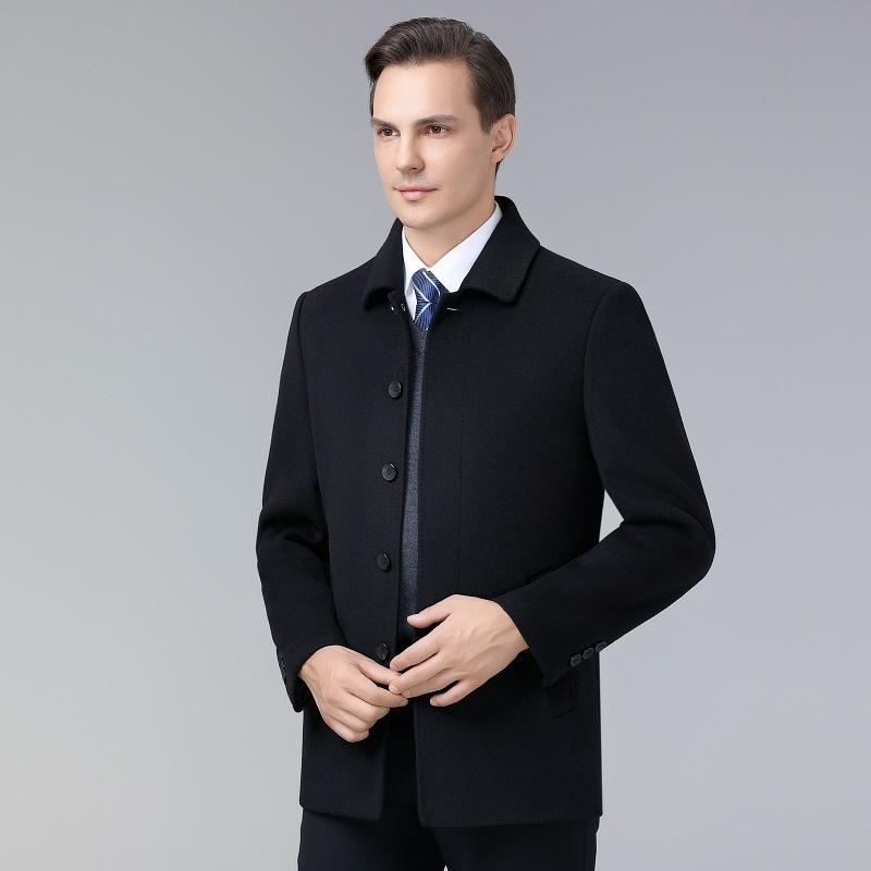 Autumn and winter woolen coats for middle-aged men, business casual, double-sided cashmere short woolen coats