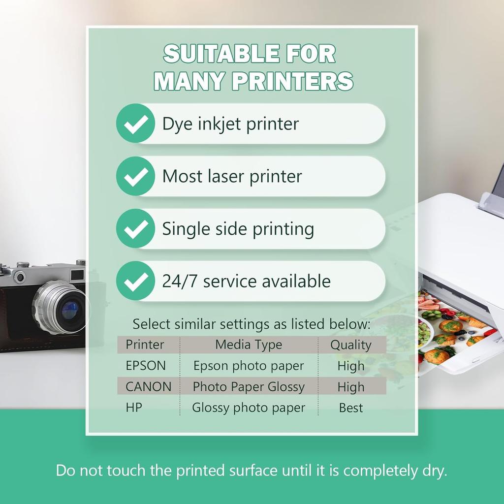8.5 X 14 Glossy Photo Paper for Inkjet Printer, US Legal Size, 50 Sheets (P8514WS200GP)