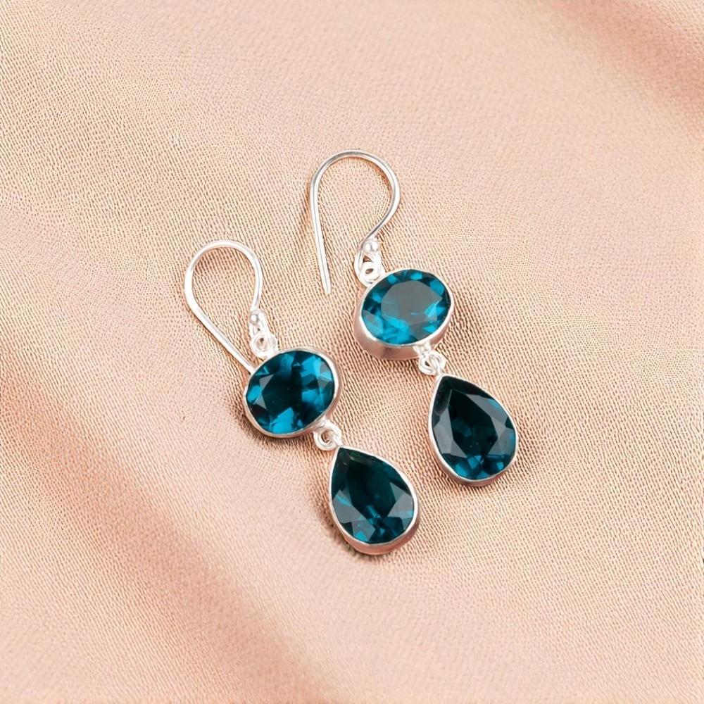 

Натуральный Апатит Драгоценный Камень 925 Стерлинговое Серебро Ювелирные Изделия Ручной Работы Серьги-Крючки 1,88 EE-73-12