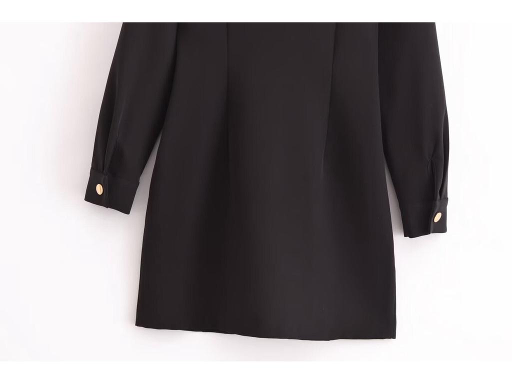 Women's 2024 Autumn European & American Style Slimming Crepe Mini Dress