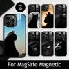 Black Cat Phone Case For iPhone17,16,15,14,13,12,11 Plus,Pro Magnetic with Magsafe Wireless Charging