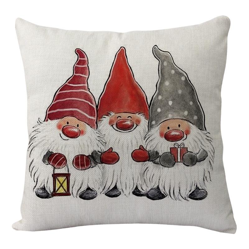 45CM Christmas Cushion Cover Santa Claus Elk Printed Sofa Pillow Case Merry Christmas Ornaments Xmas New Year Home Decoration