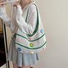 Fashion Knit Beach Bag for Women Large Capacity Summer Tote with 3D Floral Decor Girls Casual Shoulder Handbag Travel Bags KTB