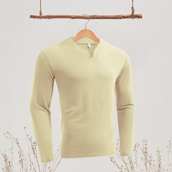 Autumn Spring Men Sport Top Slim Fit V Neck Pullover Stretchy Long Sleeves Pure Color Mid Length Fitness Exercise Daily Wear Shirt