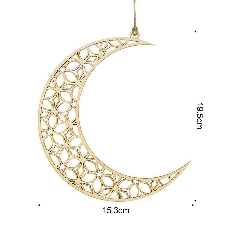 3 Stück Holz Eid Mubarak Hängeanhänger Ornament Ramadan Kareem Geschenk Islam Muslimisches Zuhause Tischdekoration DIY Bastel Partyzubehör