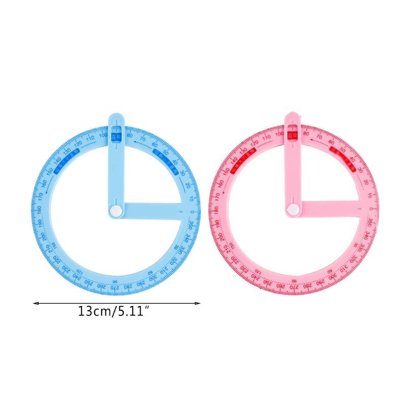 Cute Full Circle Goniasmometer Rotating Protractors Plastic for Boys Girls Students Stationery Office School Supplies