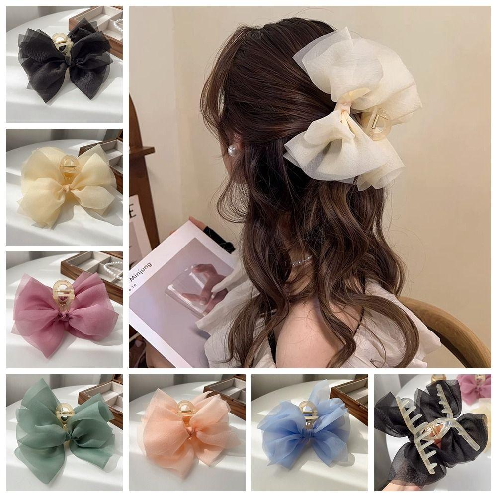 

Solid Color Hairpin Tulle Hair Clips Fashion Claw Clips Summer