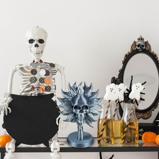 Skull Stand Sunflower-Themed Figurine 3D Printed Naughty Skeleton Potted Tables Shelves Vibrant Tabletop Decor