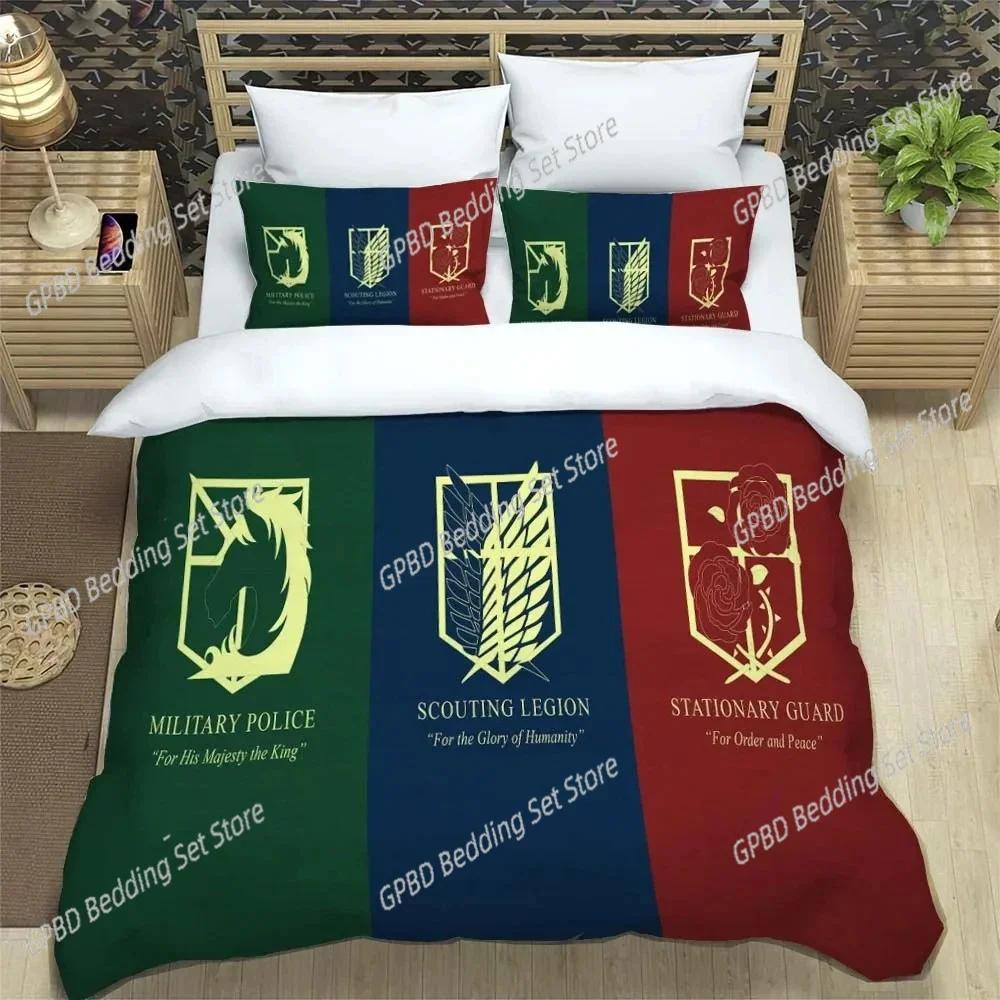 Attack On Titan Printed Polyester Bedding Bedding Set Quilt Cover Pillowcase Soft And Comfortable Customizable