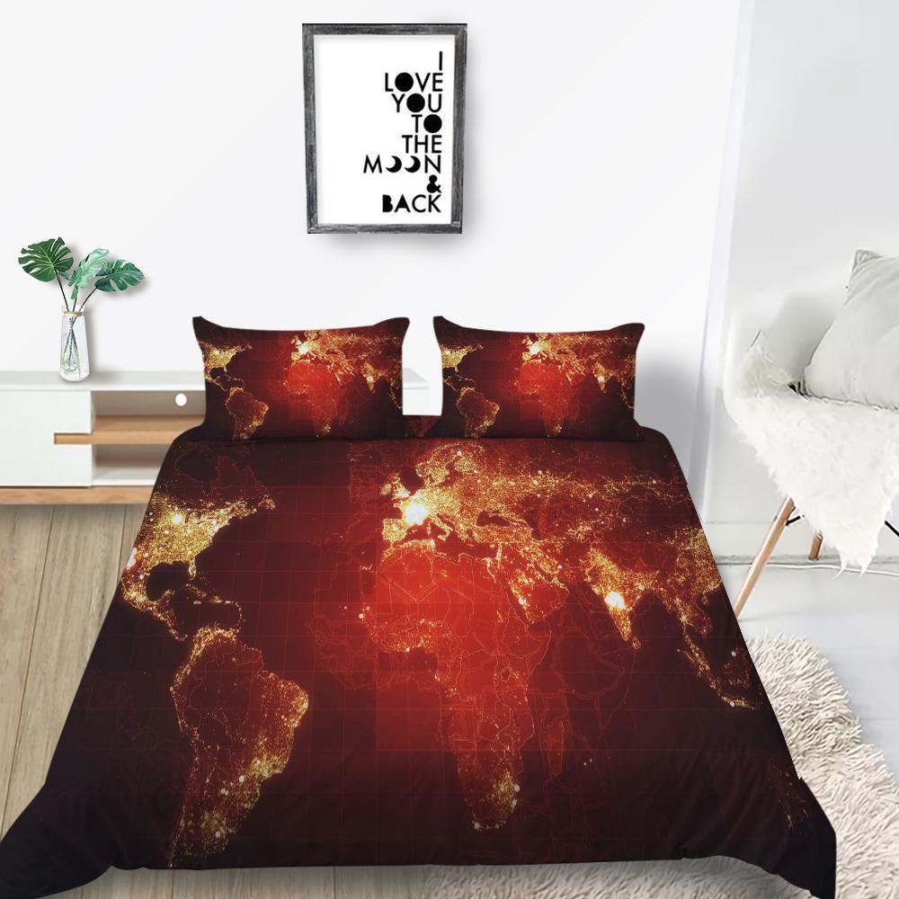 Neue Mode Bettbezug Karte Quilt Abdeckung King Size Bettwäsche Hause Bettwäsche Einzigartige Design Teen Kinder Welt Bettwäsche Abdeckung set