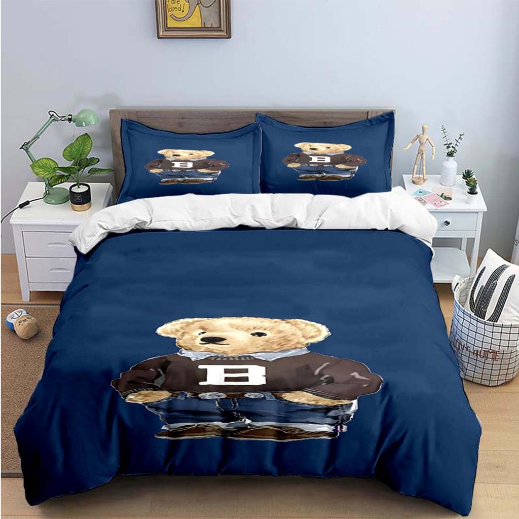 Hot Sale Fashion Bear Bedding Set Single Twin Full King Size Cute Animals Bed Linen Adults Teens Bedroom Luxury Gift