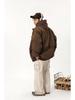 Unisex Japanese Retro Reversible Padded Stand Collar Cotton Jacket, Winter Warm, Mallard Green, Loose Fit Workwear Coat.