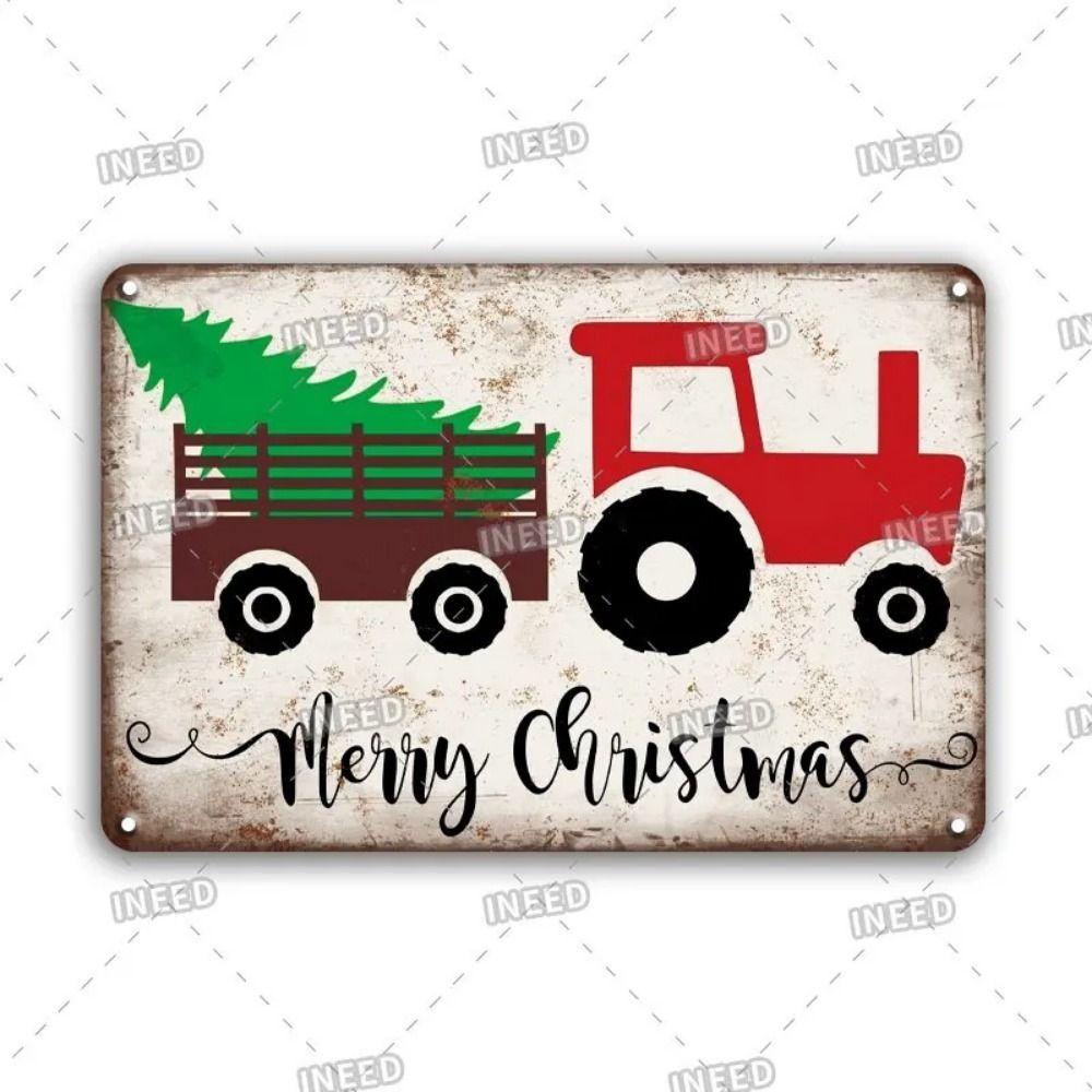 Vintage Christmas Metal Tin Sign Home Festive Wall Decor