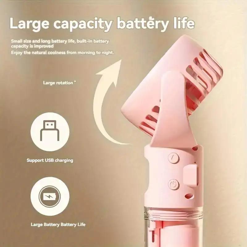 1Pcs Portable Handheld Spray Fan Water Spray Mist Fan USB Rechargeable Mini Fan Summer Supplies Cooling Tools Outdoor Small Fans