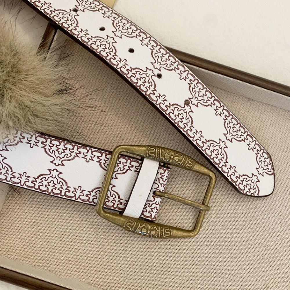 Trendy Design Faux Fur Belts Y2K Embossed Antique Bronze Belt Retro Waist Belts  Women Fashion