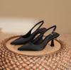 2025 Summer New High Heels, Women's Sexy Hollow Black Pointed High Heel Retro Buckle Skinny Heel Sandals, Women's Shoes
