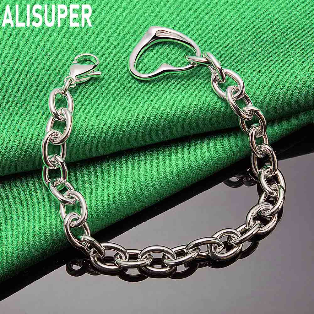 925 Sterling Silver Simple Romantic Hollow Love Side Chain Exquisite Bracelet Gift Jewelry