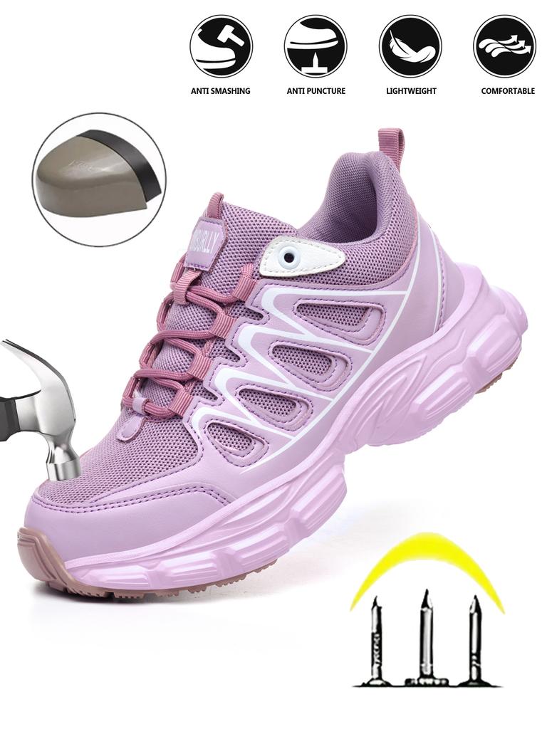 Fashion Safety Shoes Women Work Sneakers Structured Shoes pneumatic-Proof Protective Shoes Work Boots Steel Toe Shoes