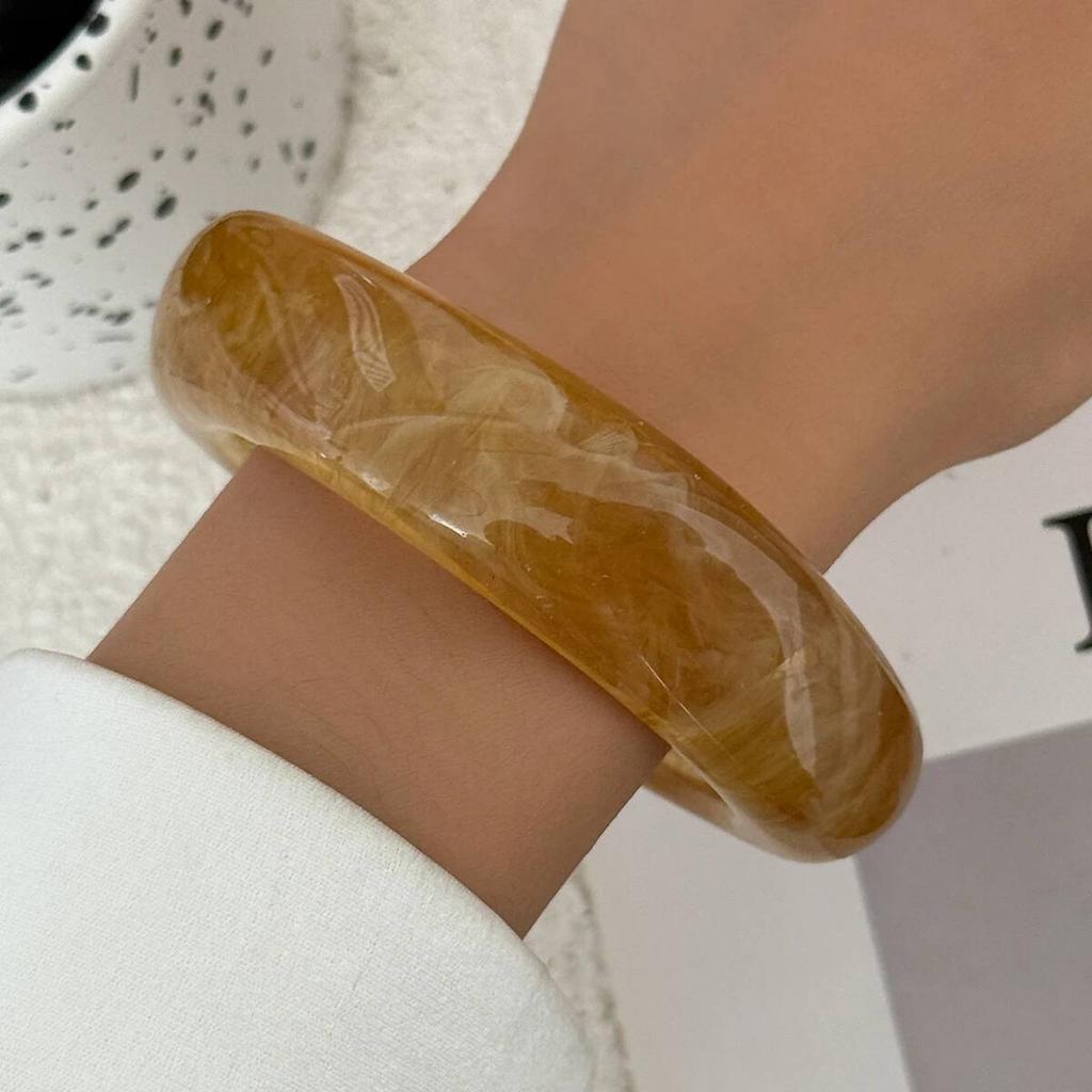 Salircon Vintage Irregular Acrylic Bangles for Women Kpop Geometric Chunky Wide Bracelets Resin Statement Couple Jewelry Gift