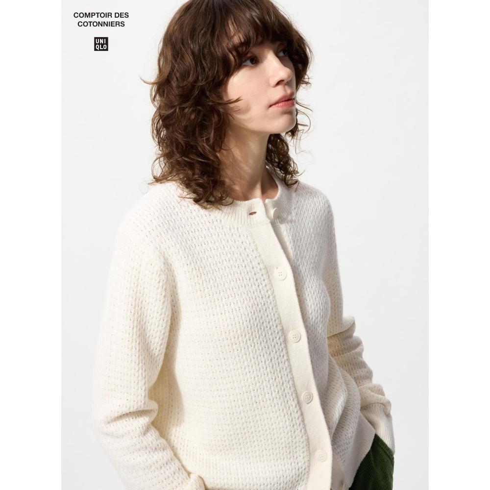 Uniqlo Wool Blend Crew Neck Cardigan