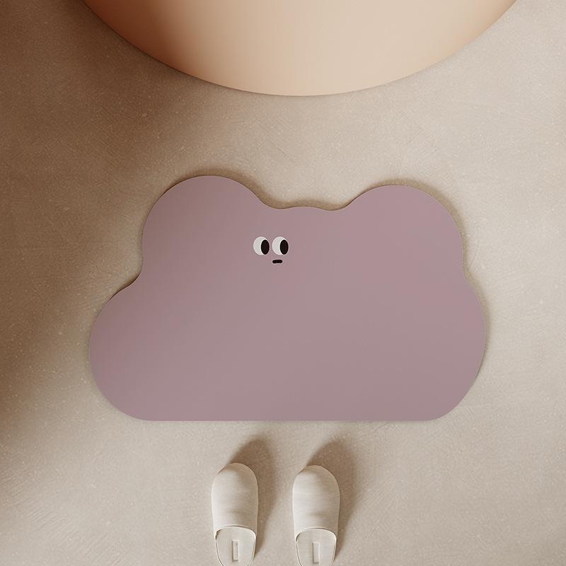 VIKAMA Simple and Funny Carpet Bathroom Absorbent Non-Slip Mat Soft Diatom Mud Shaped Door Mat Cartoon Home Decorative Foot Mat