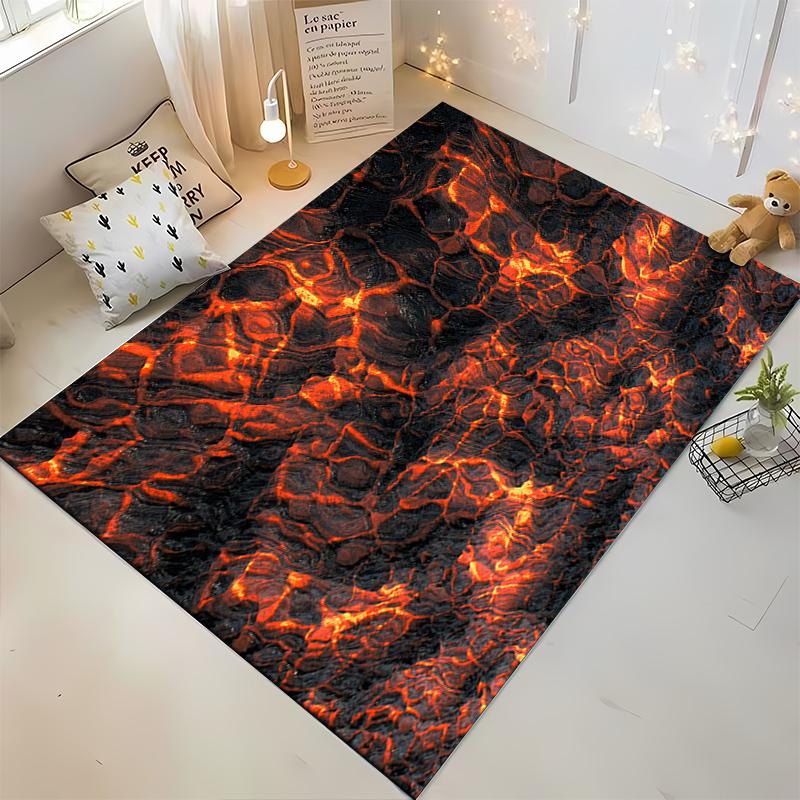 Lava Flow Rug, Dynamic and Fiery Design Suitable for use as an anti-slip game mat for living room and bedroom sofas