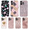 Gold Rose Love Heart Luxury Phone Case For iPhone 16 15 14 13 12 11 Pro Max XS X XR SE 7 8 Plus Soft Silicone Clear Cover