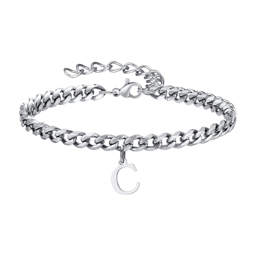 Fashion 26-Letter Frosted Chain Anklet – Trendy, Simple Jewelry Gift